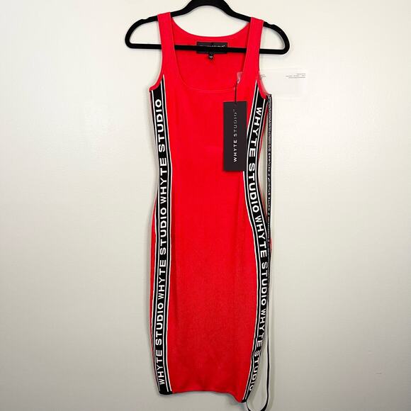 Whyte Studio Women's Red Stretchy Fit Sleeveless Bodycon Midi Dress Size S/M NWT - Picture 2 of 11